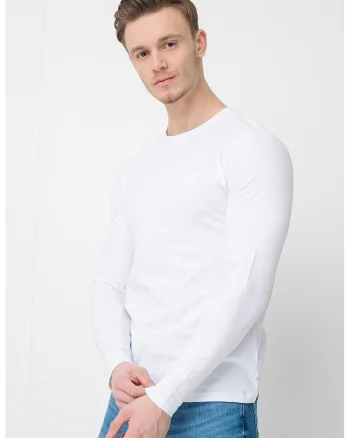 Bluza din bumbac cu aplicatie logo Tacks, Alb