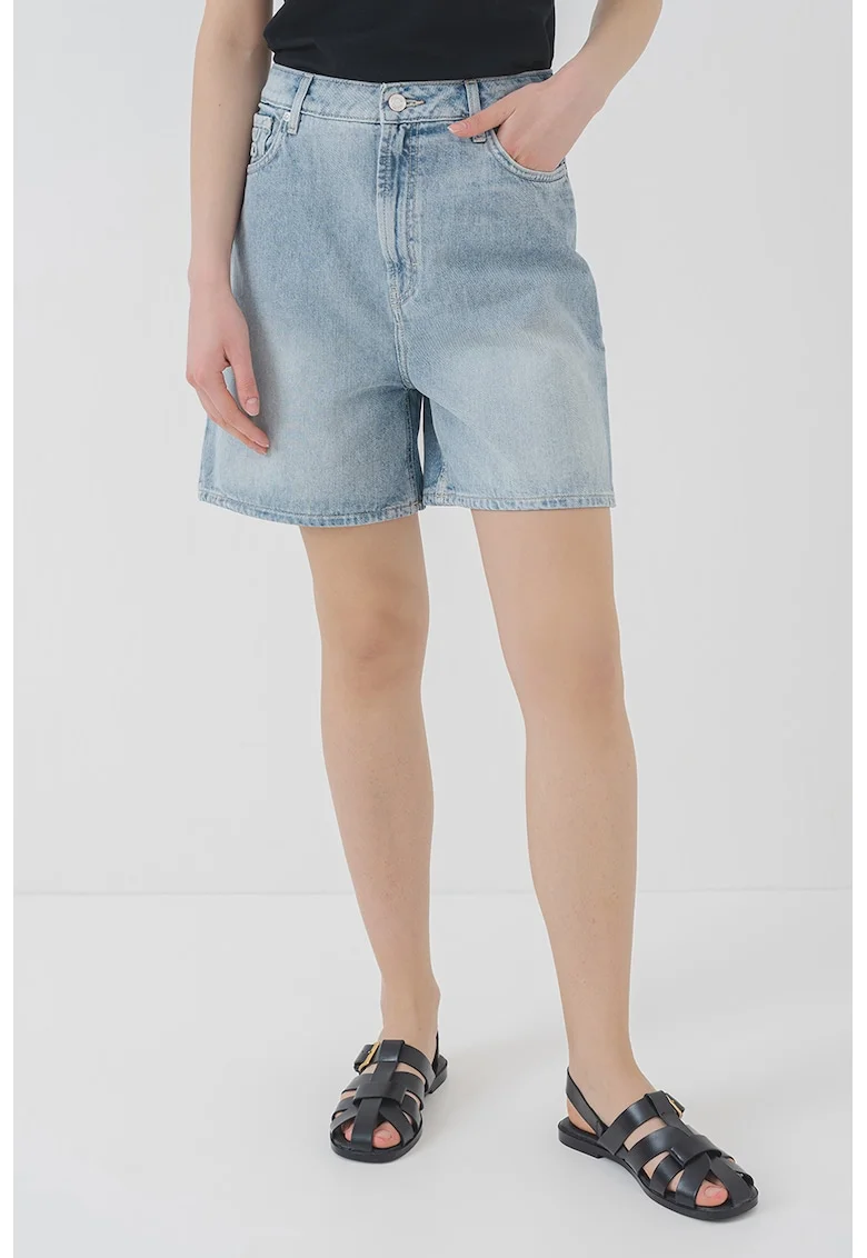 Pantaloni scurti cu talie inalta Gelita, Albastru deschis