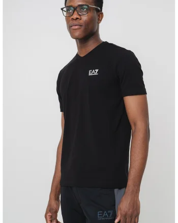 Tricou din amestec de bumbac cu logo, Negru stins/Alb optic