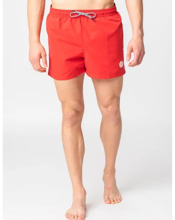 Pantaloni scurti de baie cu snur in talie Remo, Rosu