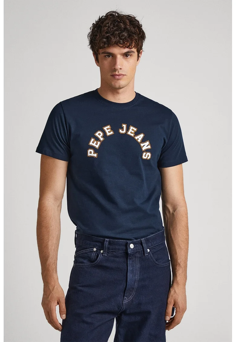 Tricou cu imprimeu logo, Bleumarin