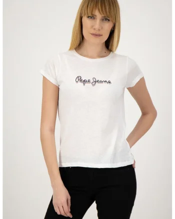 Tricou din amestec de in Daisy, Alb