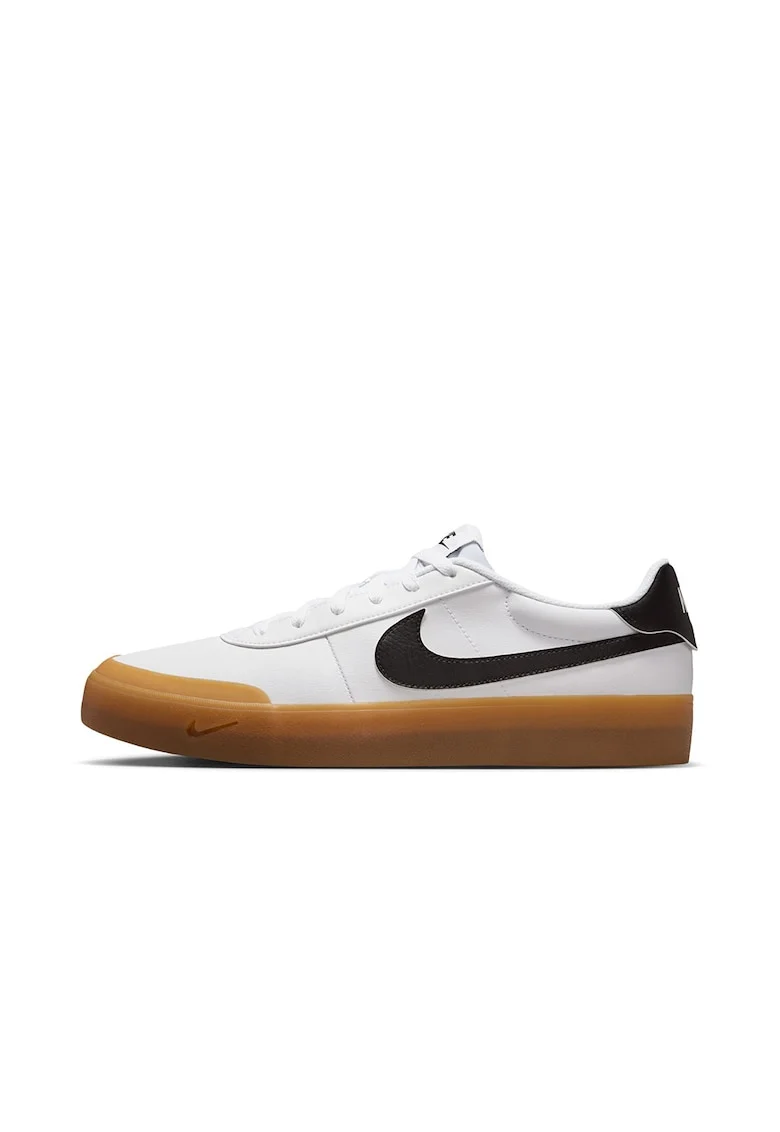 Pantofi sport low-cut din piele ecologica Court, Negru stins/Alb optic