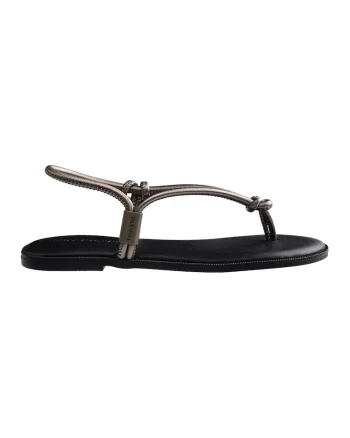 Sandale cu talpa plata si barete multiple, Grej
