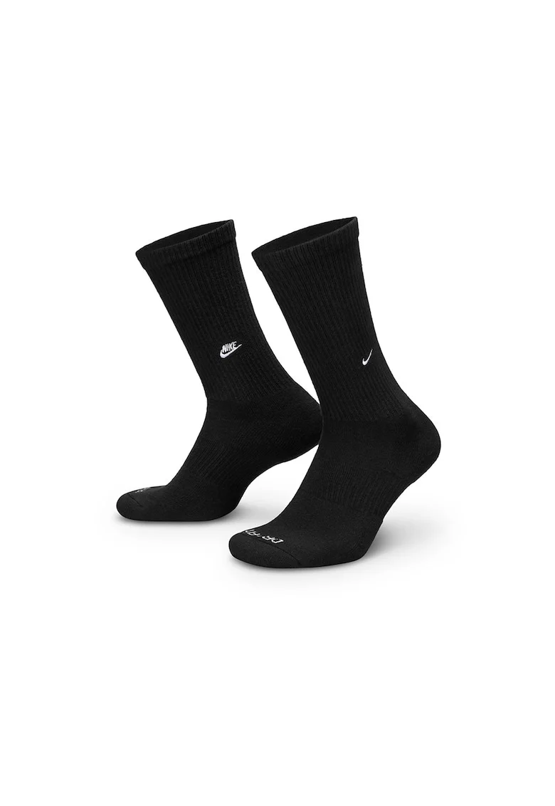 Set de sosete lungi cu logo brodat - 2 perechi, Alb/Negru