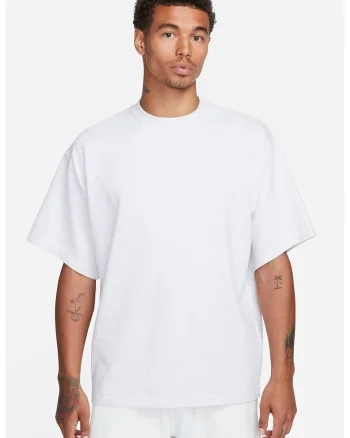 Tricou supradimensionat cu maneci cazute Swoosh, Alb