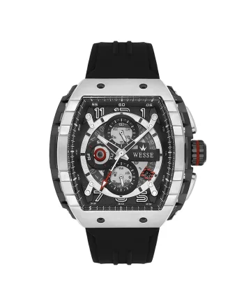 Ceas barbatesc  WWG403101, 43mm, curea silicon neagra, carcasa metalica argintie