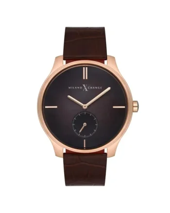 Ceas barbatesc  MEX3125, 44mm, curea piele ecologica, carcasa otel, gri, auriu rose
