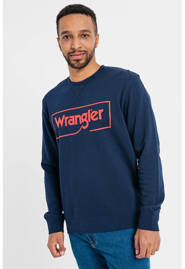 Bluza sport regular fit cu logo, Rosu/Bleumarin