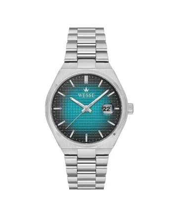 Ceas barbatesc,  40mm, curea metal, cadran verde, rezistent la apa 5 ATM