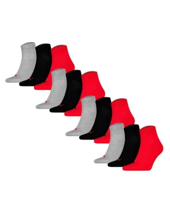 Set de sosete scurte unisex - 12 perechi, Rosu/Negru/Gri