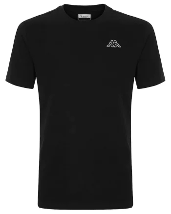 Tricou clasic slim-fit din bumbac pieptanat pentru barbati,  LOGO CAFERS SLIM, Negru