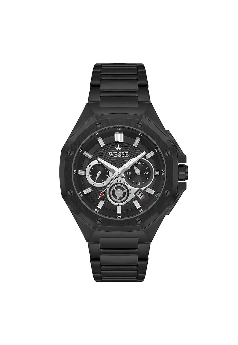 Ceas barbatesc  WWG402804, curea din otel, 44mm, negru, rezistent la apa 5 ATM