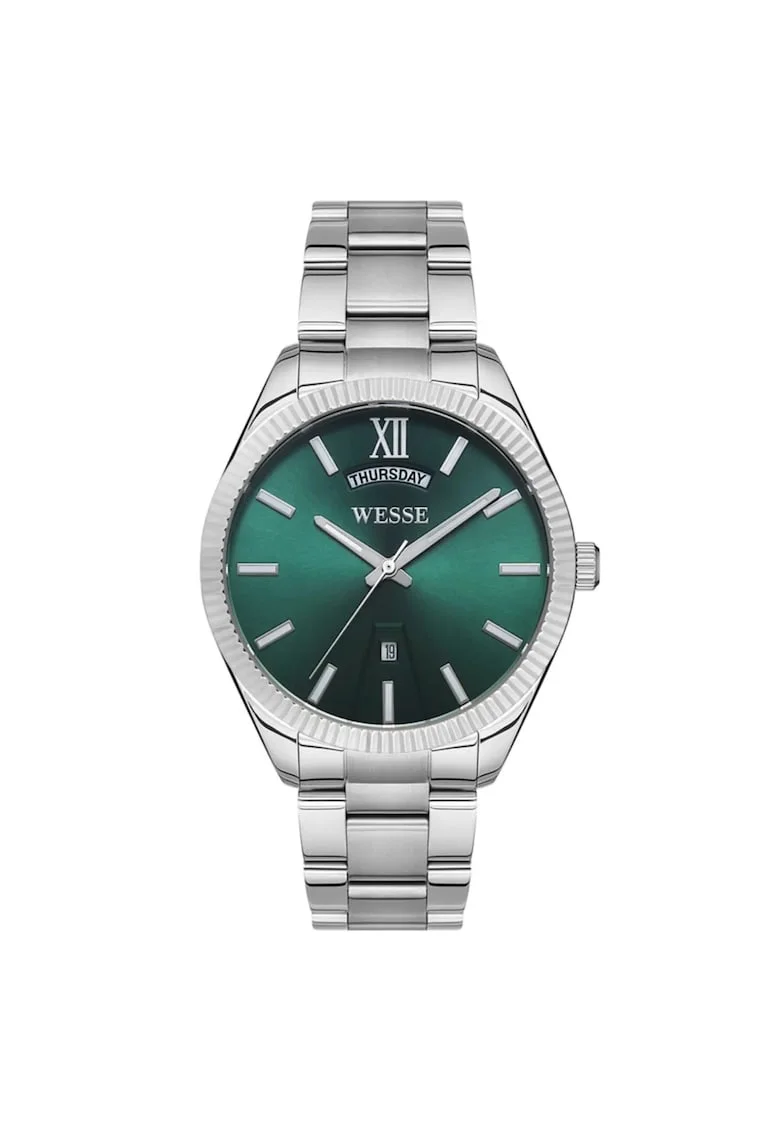 Ceas barbatesc  WWG205506, 42 mm, curea metalica, cadran verde, rezistent la apa 5 ATM