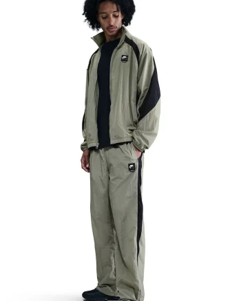 Pantaloni de trening cu buzunare cu fermoar si snururi la terminatie, Negru/Kaki