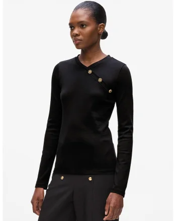 Bluza slim fit din bumbac organic, Negru