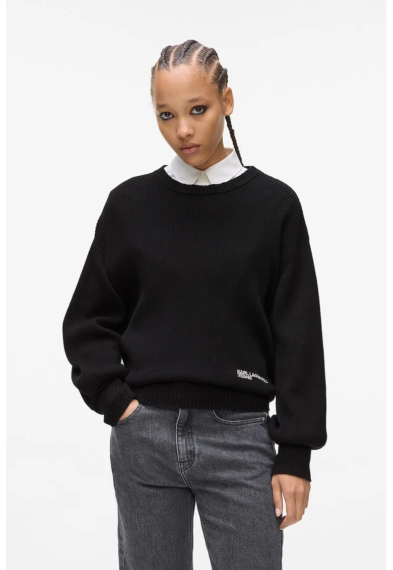 Pulover cu maneci bishop, Negru