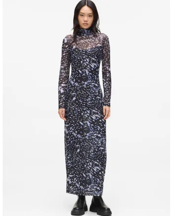 Rochie maxi transparenta, Alb/Albastru