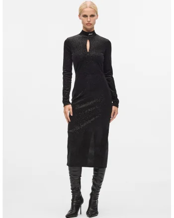Rochie midi catifelata, Negru