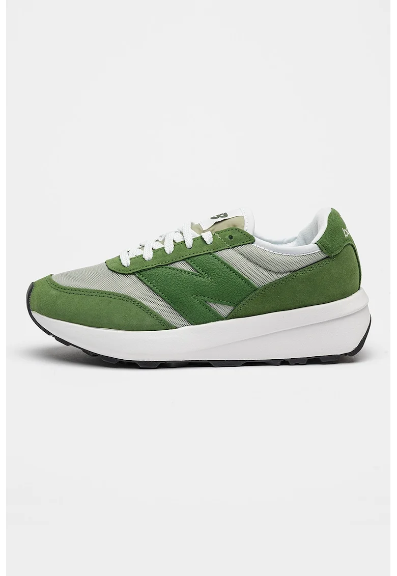 Pantofi sport 370 cu garnituri de piele intoarsa si insertii de plasa, Verde feriga