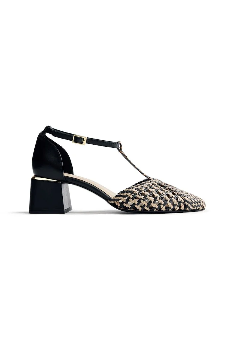 Pantofi de piele cu toc masiv, Negru
