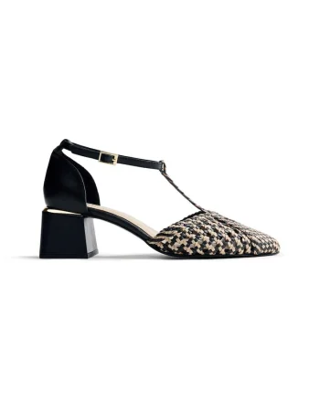 Pantofi de piele cu toc masiv, Negru