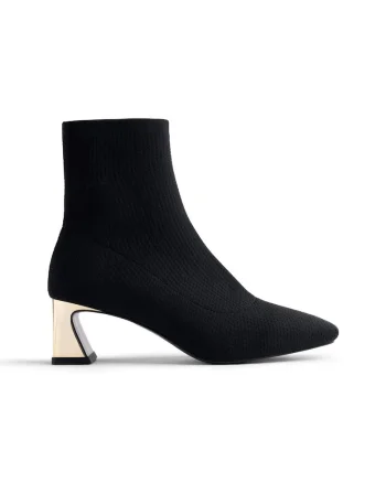 Botine cu model trioctat in partea superioara Kaleva, Negru