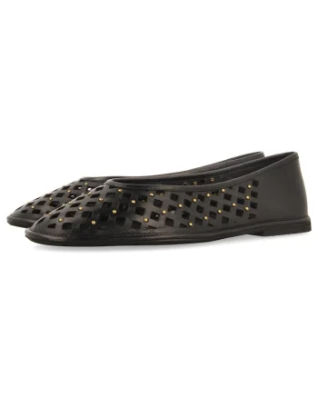 Balerini de piele cu perforatii, Negru
