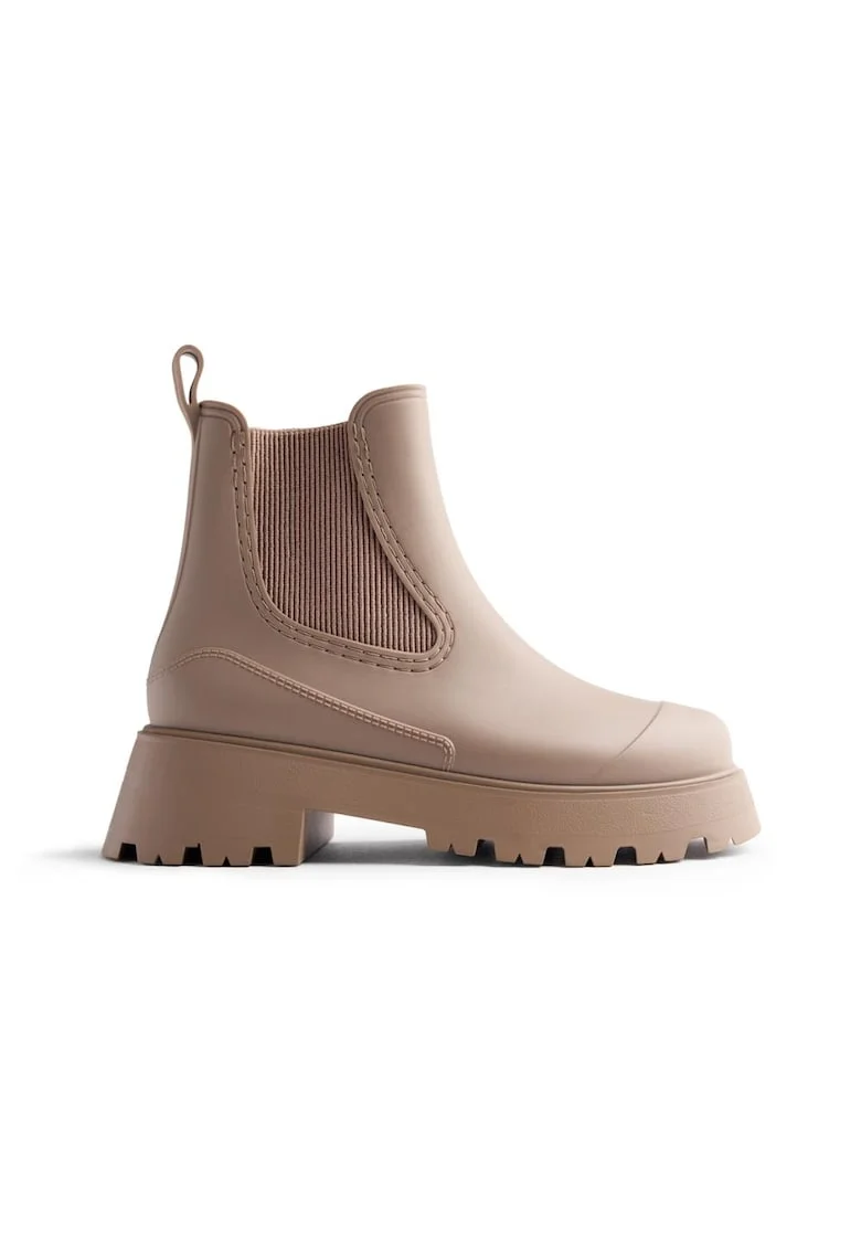 Ghete Chelsea de piele ecologica, Maro taupe