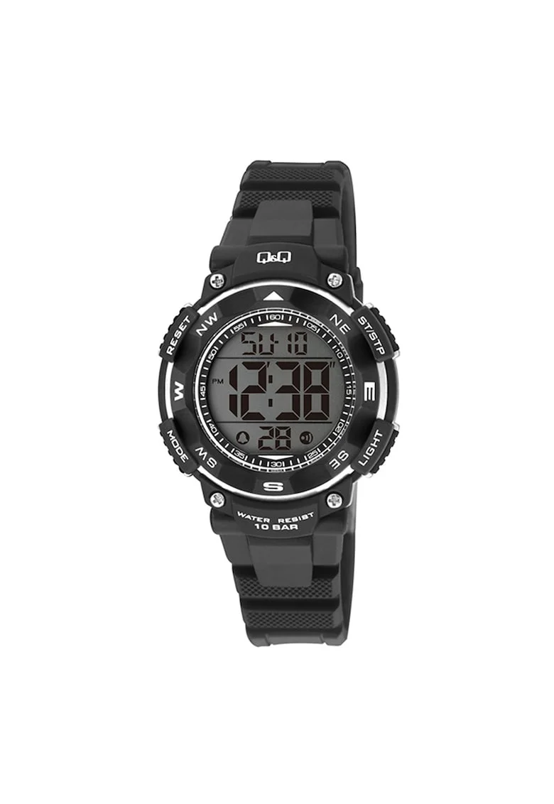 Ceas cronograf digital cu alarma, Negru/Alb