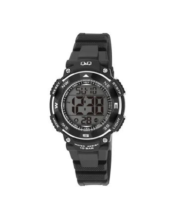 Ceas cronograf digital cu alarma, Negru/Alb