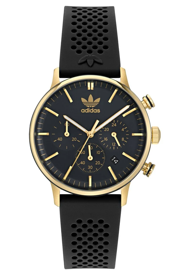 Ceas barbatesc  CODE ONE CHRONO, inox, negru, auriu, curea silicon
