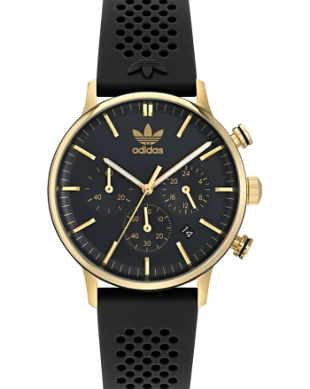 Ceas barbatesc  CODE ONE CHRONO, inox, negru, auriu, curea silicon