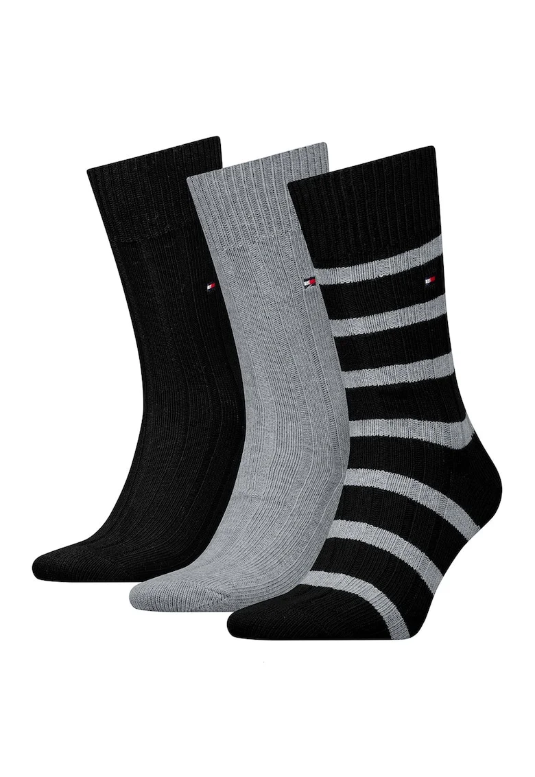 Set de sosete din amestec de bumbac - 3 perechi, Negru/Gri deschis melange