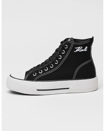 Tenisi high-top de denim cu logo, Alb/Negru