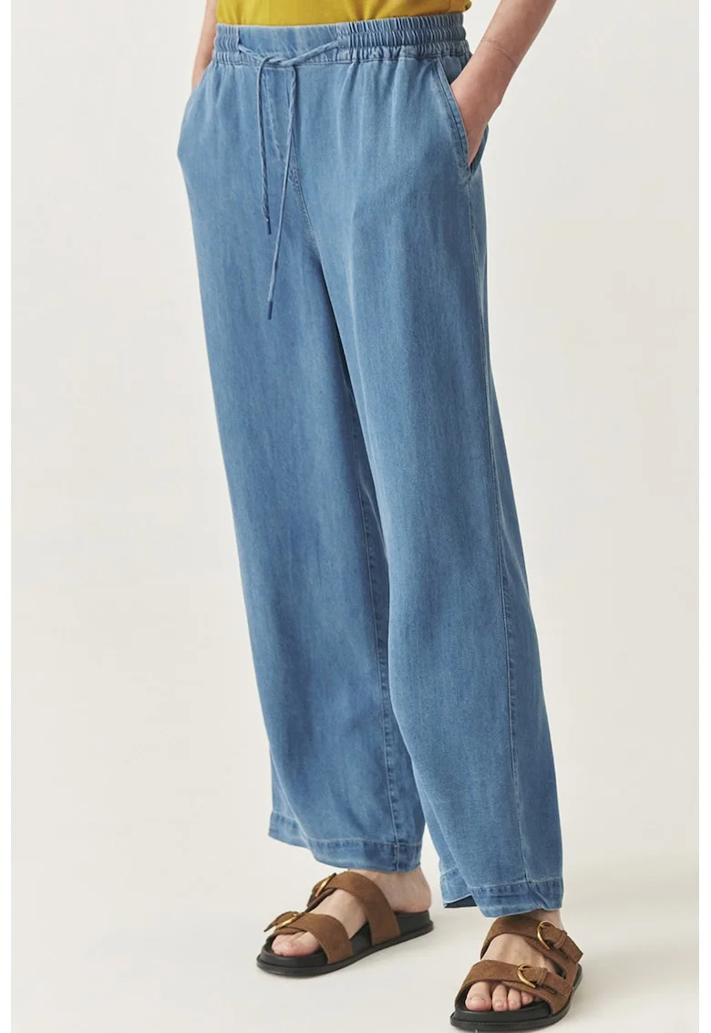 Pantaloni din lyocell cu croiala ampla, Albastru deschis