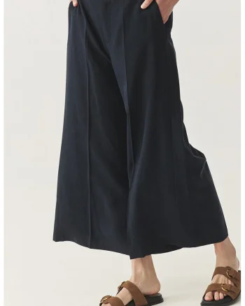Pantaloni culottes din lyocell si in, Albastru ultramarin