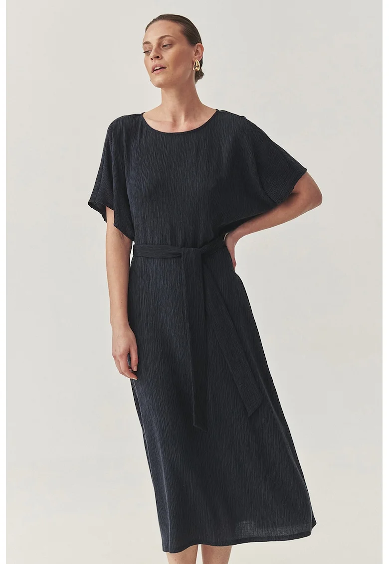 Rochie midi cu model texturat, Albastru ultramarin