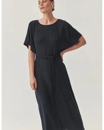 Rochie midi cu model texturat, Albastru ultramarin