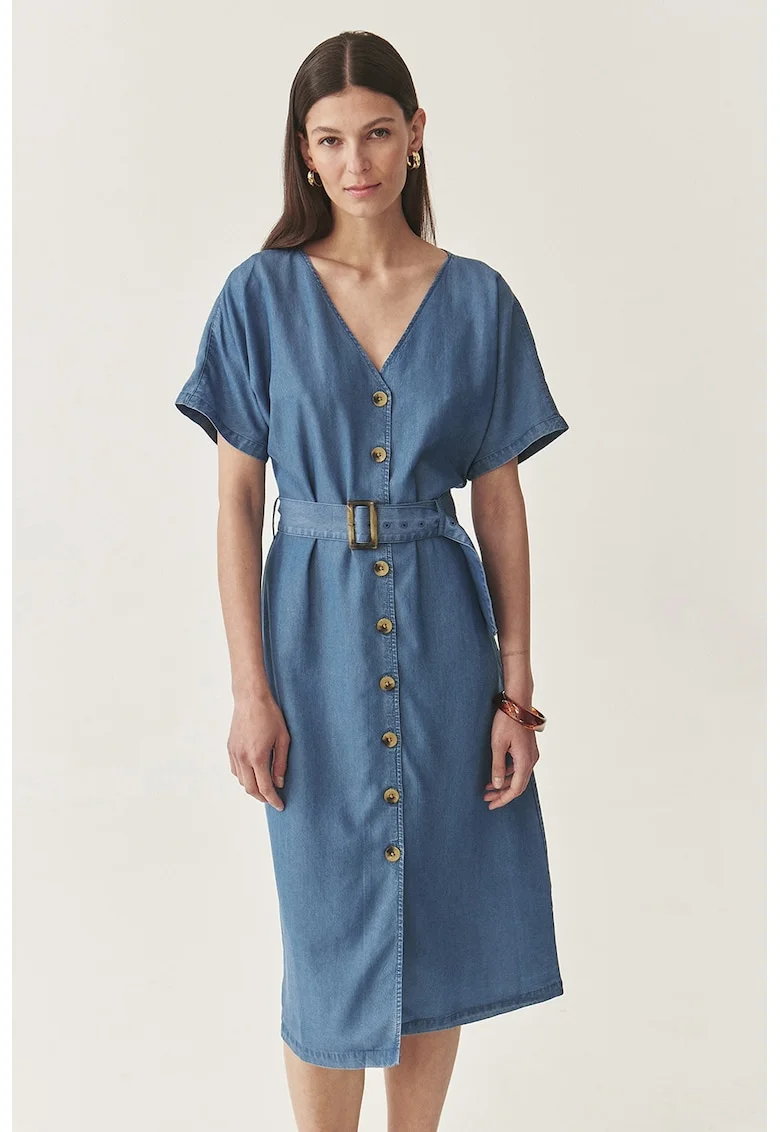 Rochie midi din lyocell, Albastru deschis