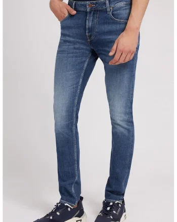 Blugi skinny cu aspect decolorat Chris, Albastru prafuit/Alb murdar