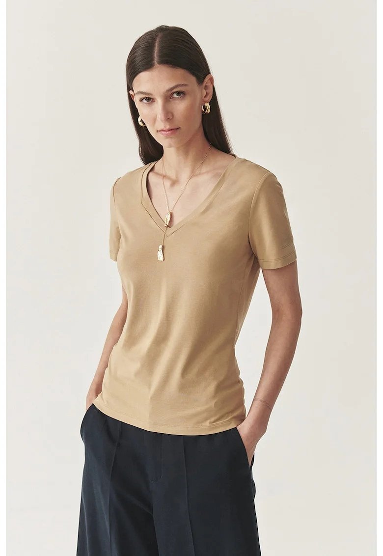 Tricou din amestec de modal, Maro deschis