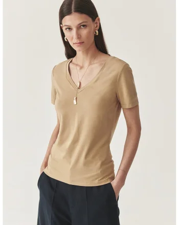 Tricou din amestec de modal, Maro deschis