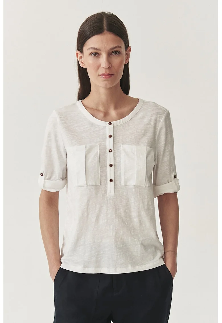 Bluza cu decolteu rotund, Alb