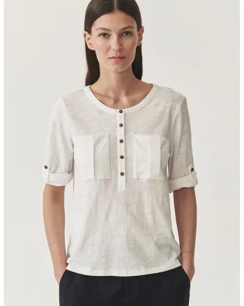Bluza cu decolteu rotund, Alb