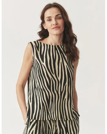 Bluza cu animal print, Alb fildes/Negru
