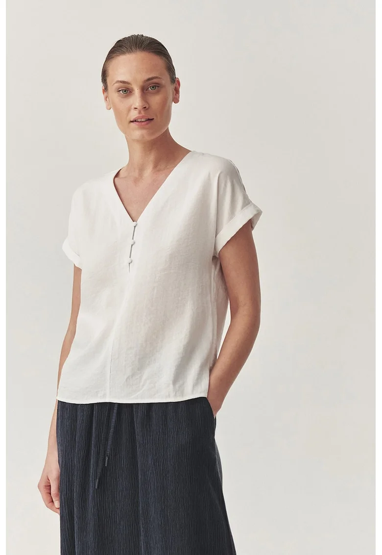 Bluza cu decolteu in V, Alb