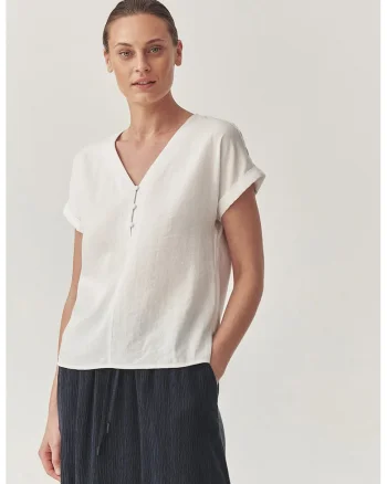 Bluza cu decolteu in V, Alb