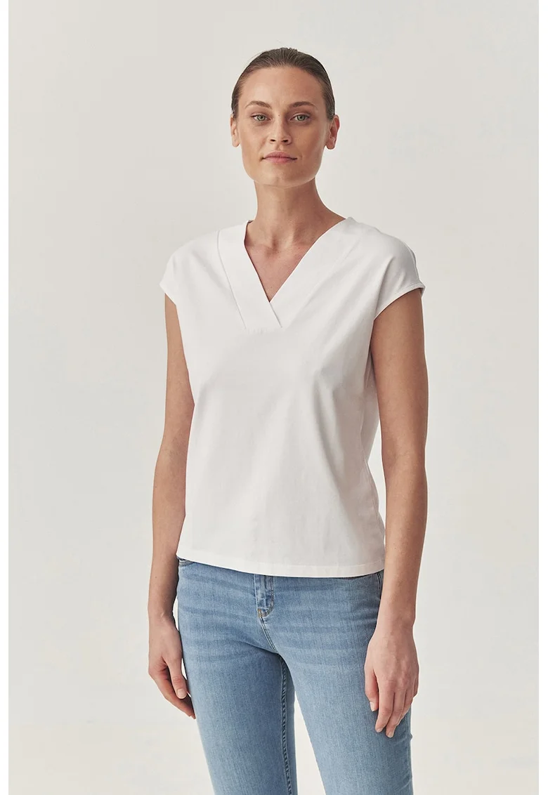 Bluza cu decolteu in V, Alb