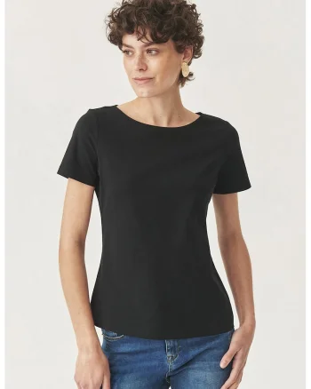Bluza din amestec de bumbac cu decolteu rotund, Negru